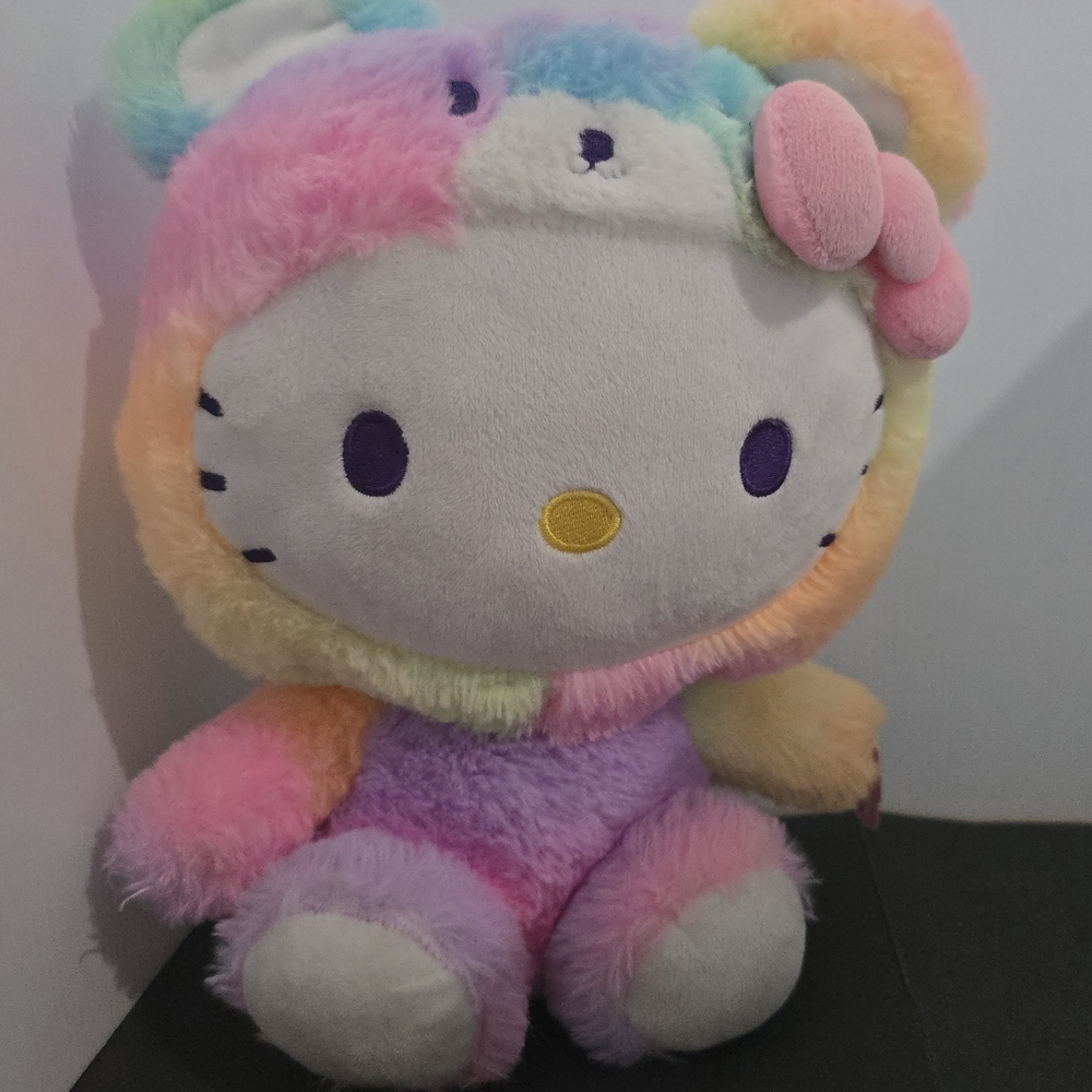 Sanrio Hello Kitty Rainbow Rainbow Sherbet Teddy Bear Costume Plush, 10"